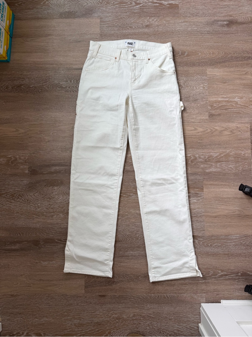 PAIGE Off-White Straight-Leg Jeans